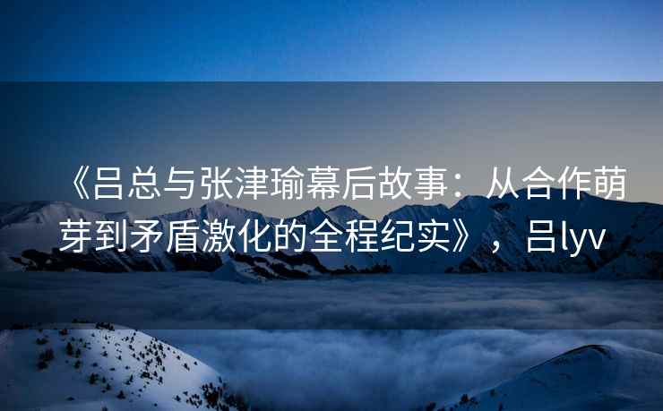 《吕总与张津瑜幕后故事：从合作萌芽到矛盾激化的全程纪实》，吕lyv